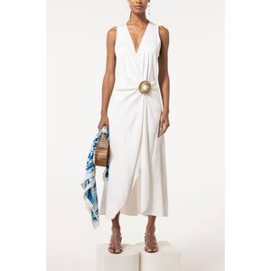 NWT Cult Gaia White Midi Sleeveless Darian Faux-Wrap Dress